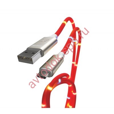 Кабель-переходник USB-Type C (CB930-UTC-2A-Music-10R) красный светомузыка1м