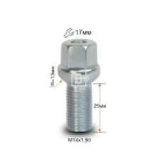 Болт колеса М14х1.5х45х25.5 сфер. стальной диск VW-м/авт.