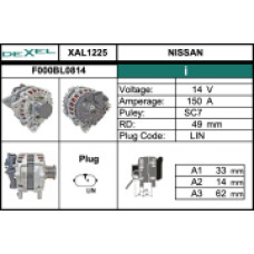 Генератор LADA LADA Vesta, XRAY 1.6  150A .14v DEXEL
