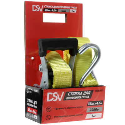 Стяжка для груза  2,25 т 3.8см 4.6м (лента+механизм) DSV