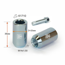 Гайка колеса М14х1.5х36 (звезда-10лучей) кон. откр.