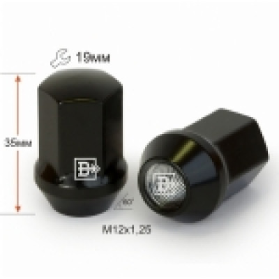 Гайка колеса М12х1.25х34 кон. закр. чёрная