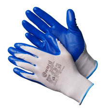 Перчатки GWARD Blue нейлоновые белые с синим нитриловым покрытием.(уп.-12шт.) 9 L