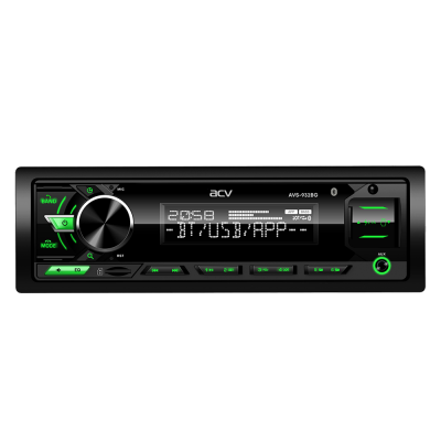 Магнитола AVS-932BG 1din/зеленая/Bluetooth/2USB/AUX/SD/FM/2RCA/QC/4*50/