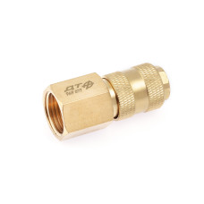 Штуцер пневматический быстросъёмный латунный "мама" (F) × "мама" 1/2"(F) ДЕЛО ТЕХНИКИ