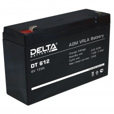 АКБ Delta DT 612  6V 12A/h (клемма F2 зажим 6,35мм) 151х50х94(100) 
