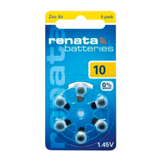 Элемент питания 1.45 V ZA10 BL6 Zink Air для слух. аппаратов RENATA