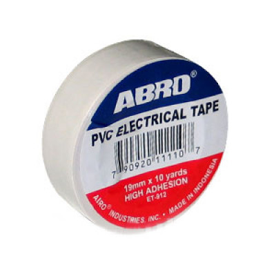 Изолента ABRO белая 19мм х 10м