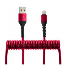 Кабель-переходник USB-Lightning (CB940-U8-12R) спиральный красный 1,2м