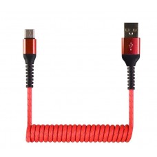 Кабель-переходник USB-Type C (CB940-UTC-12R) спиральный красный 0,4-1,2м