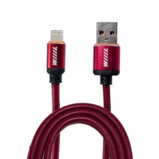 Кабель-переходник USB-Lightning (CB810-2A-U8-LR-10R) красный эко-кожа 1м.