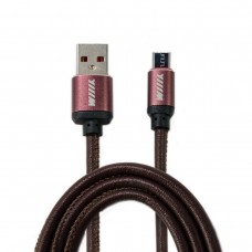 Кабель-переходник микро-USB(CB810-2A-UMU-LR-10BN) коричневый эко-кожа 1м.