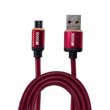 Кабель-переходник микро-USB(CB810-2A-UMU-LR-10R) красный эко-кожа 1м.