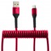 Кабель-переходник микро-USB(CB940-UMU-12R) спиральный красный 1,2м