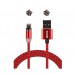 Кабель-переходник микроUSB/USB-Lightning/Type-C магнитный красный1,0м