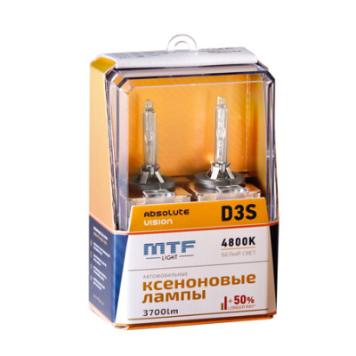 Лампа газоразрядная (ксенон) MTF Light D3S ABSOLUTE VISION+50% 42V, 35W, 4800К
