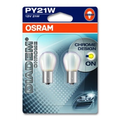 Лампа OSRAM PY21W 12V-21W (BAU15s) (серебристый дизайн) Diadem Chrome (блистер 2шт.)