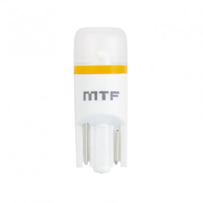 Светодиодная лампа "MTF" 12 V W5W/T10 б/ц 1W, 4000K , линза матовая 2шт