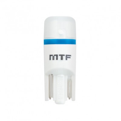 Светодиодная лампа "MTF" 12 V W5W/T10 б/ц 1W, 5,0K ,DM линза из оптоволокна2шт