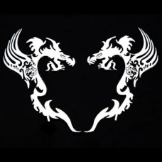 Наклейка металлическая 3D "Дракон серебряный"