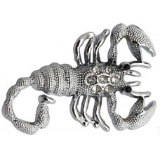 Наклейка металлическая 3D "Скорпион серебряный со стразами"
