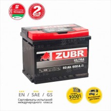 АКБ ZUBR Ultra 60 Ah R+ (242x175x190) 600A