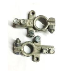 Клемма АКБ латунь (под ЕВРО провод) белые "+" "-" (к-т 2шт).